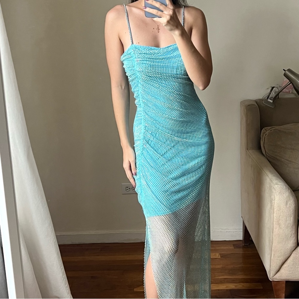saylor rhinestones maxi blue dress size S sleeveless C9 - Picture 3 of 6